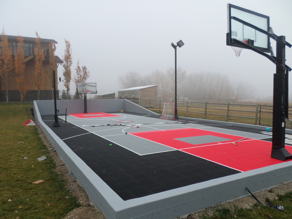 Sport Court 30x60 multi purpose court with logo.